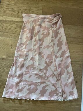 NWT Free People Pink Cosmo Blush Camo Midi Skirt